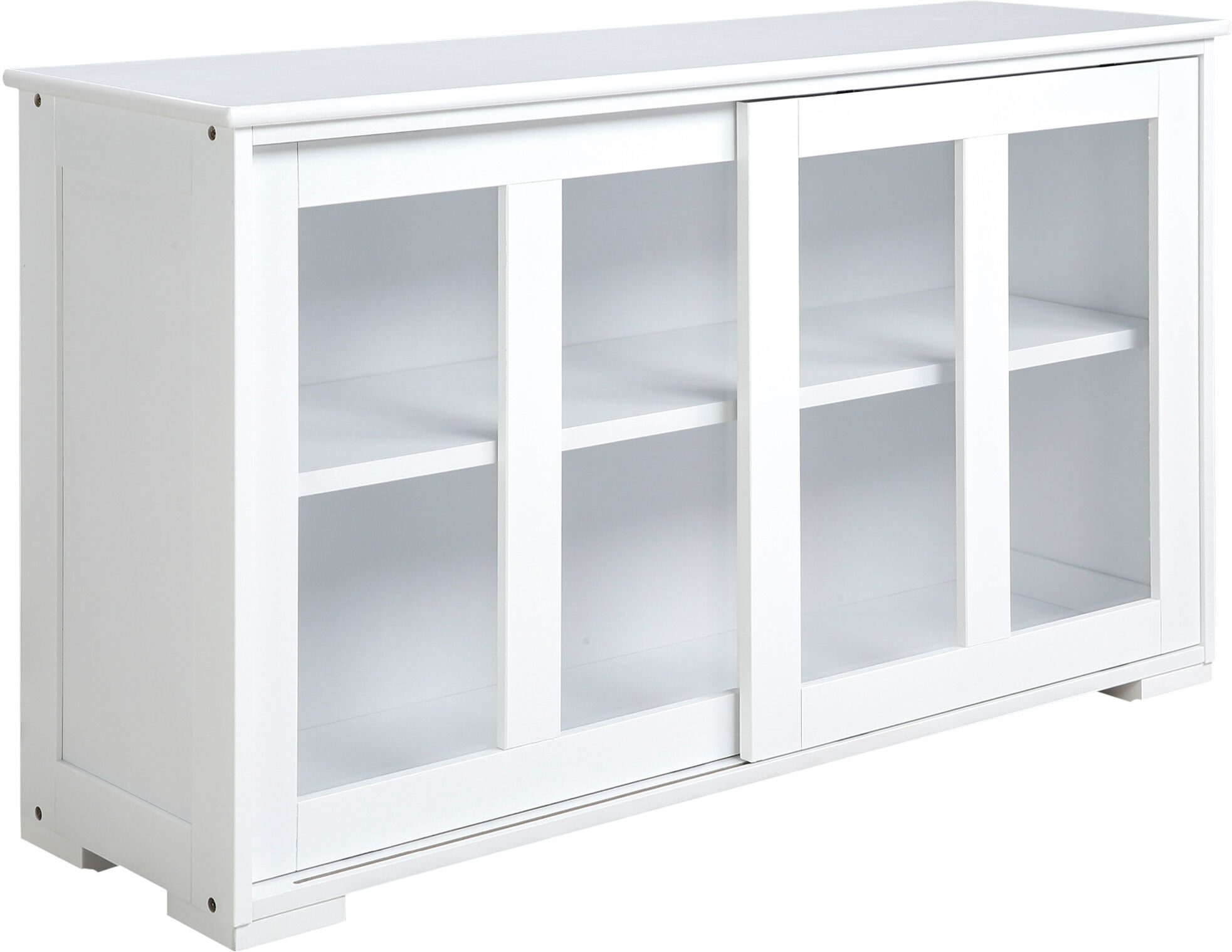 HOMCOM White Kitchen Sideboard Stackable Storage Glass Door Console Cupboard Dining Room Buffet   Aosom.com