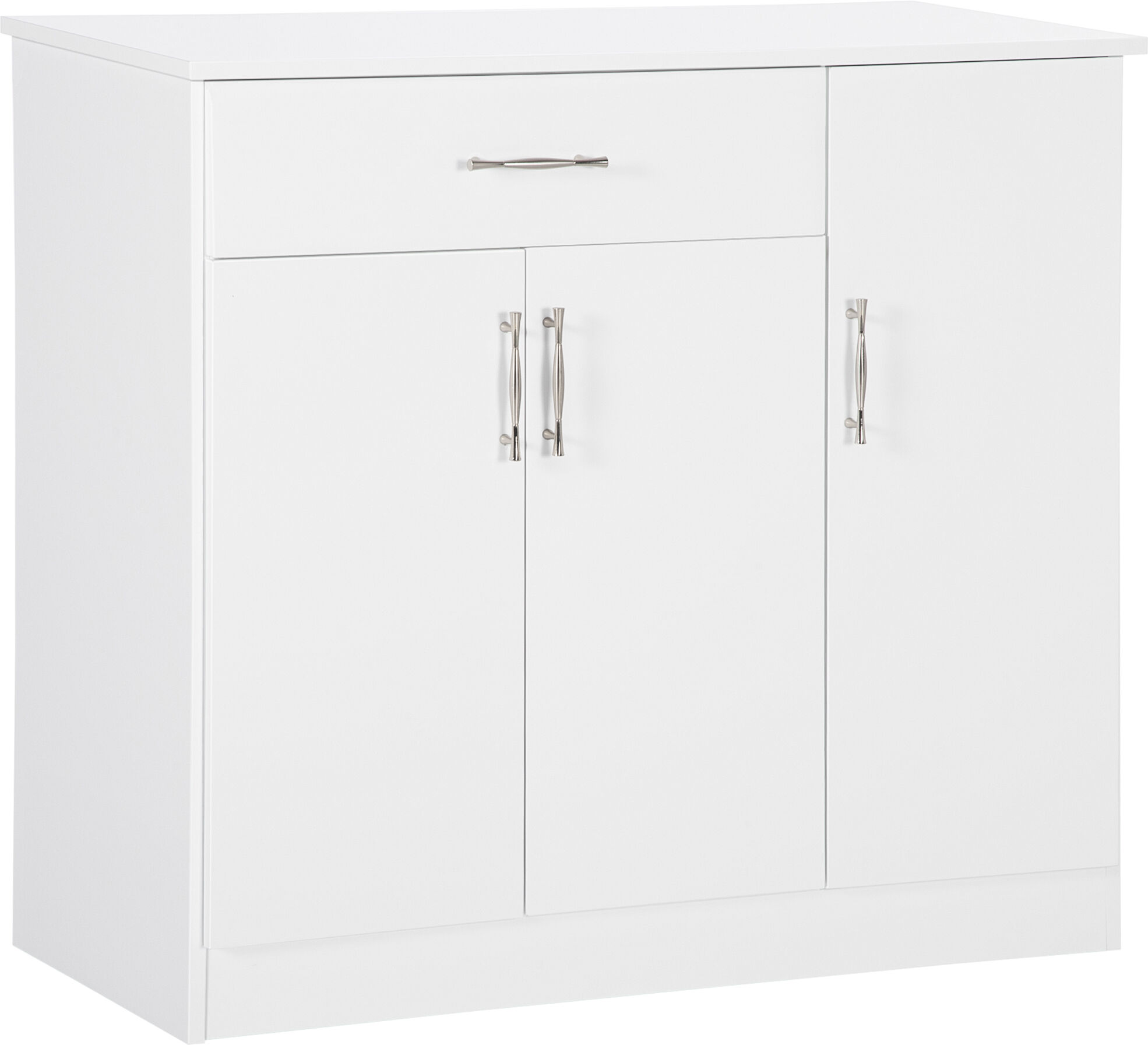 HOMCOM Modern Sideboard Cabinet, Buffet Cabinet with Aluminum Handle, Metal Hinge and Adjustable Shelves for Dining Room, Kitchen, Coffee Bar, White