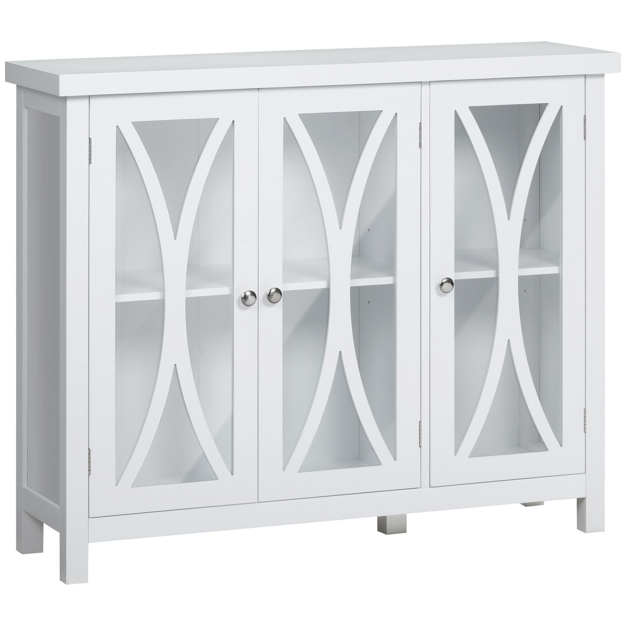 HOMCOM Buffet Sideboard Modern White Kitchen Cabinet with Glass Doors Storage for Dining Room Bedroom   Aosom.com