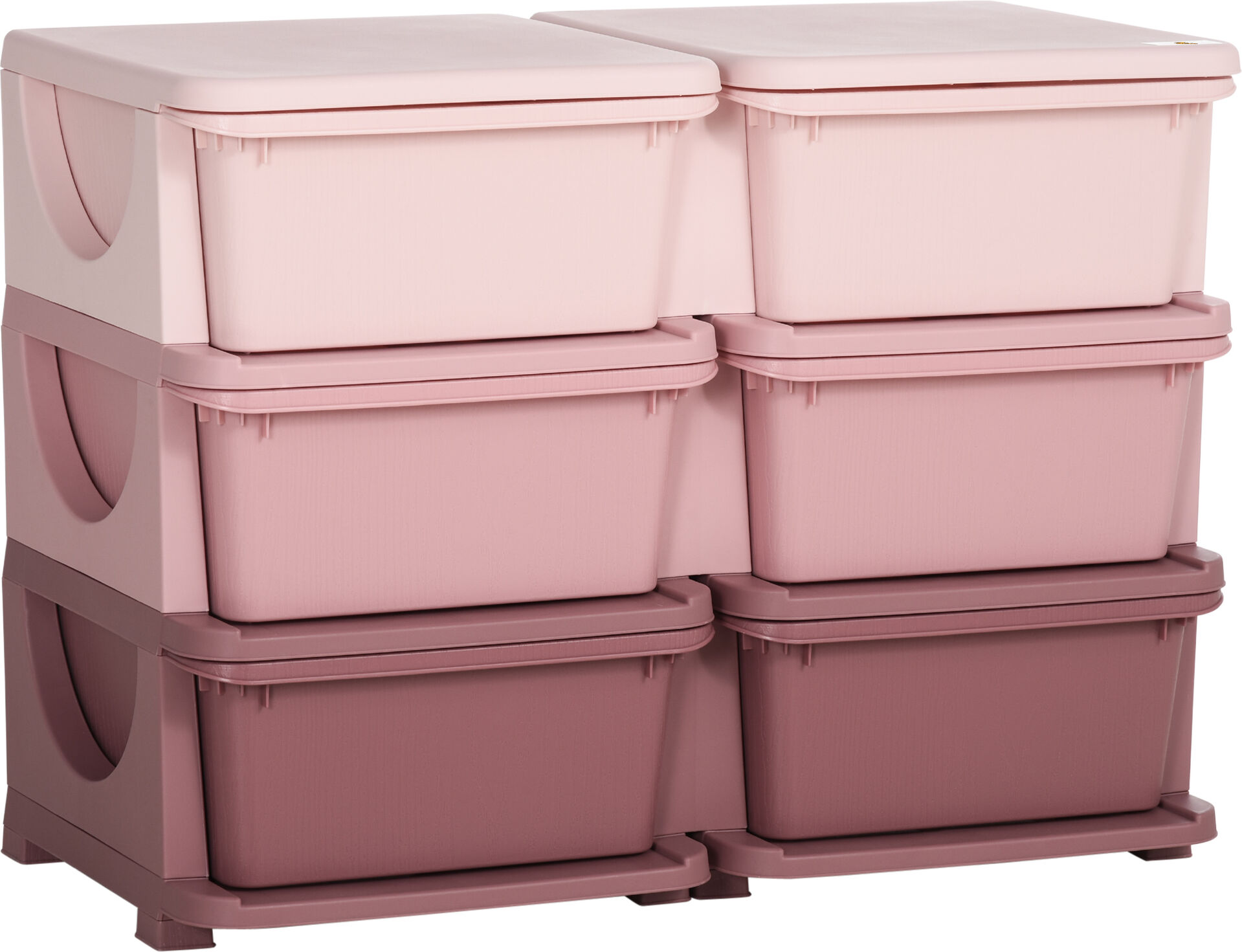 Qaba 3 Tier Kids Storage Unit 6 Drawer Chest Toy Organizer Plastic Bins Bedroom Nursery Kindergarten Living Room Pink   Aosom.com