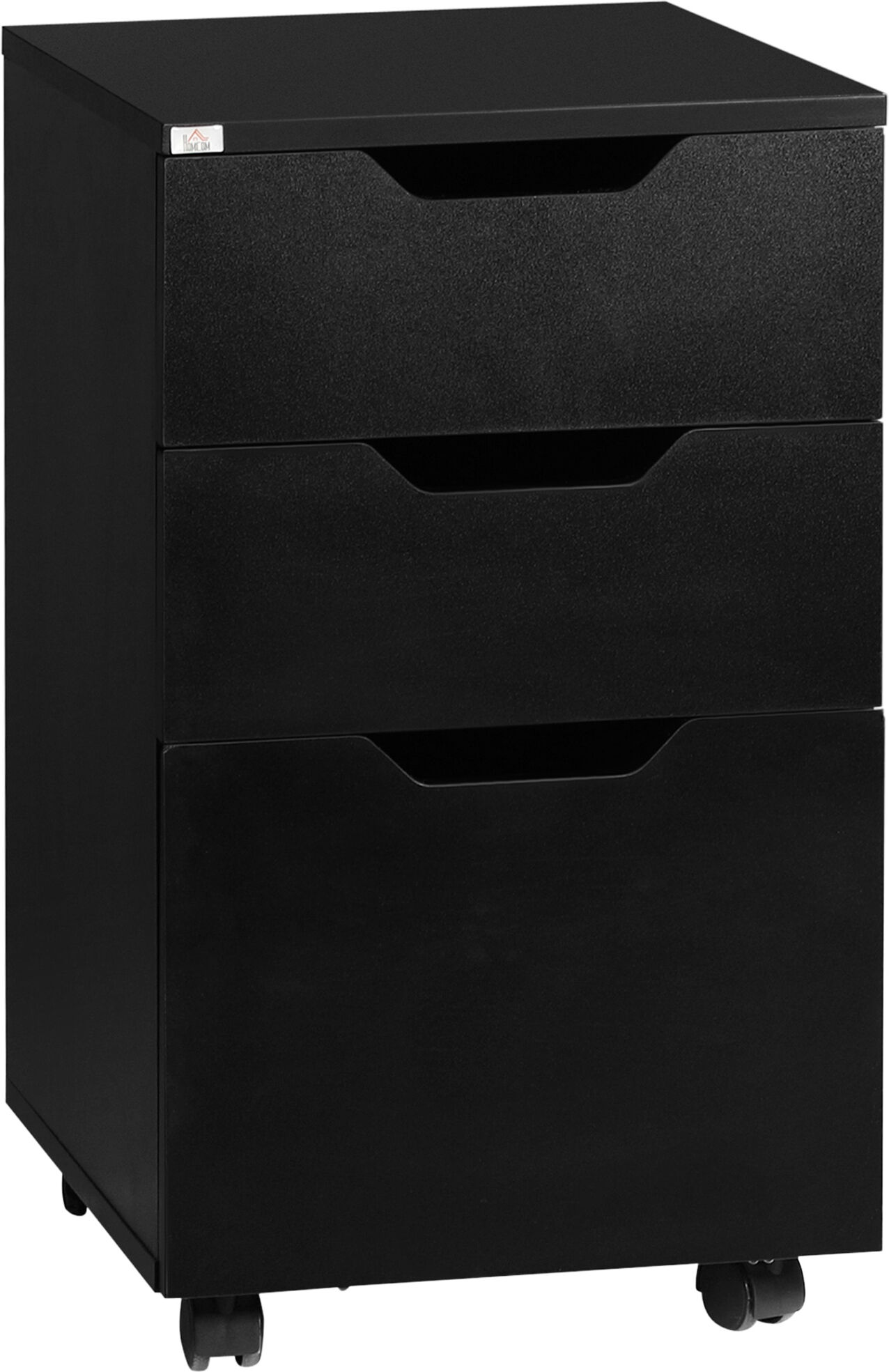 HOMCOM 3 Drawer Mobile File Cabinet, Rolling Printer Stand, Vertical Filing Cabinet, Black