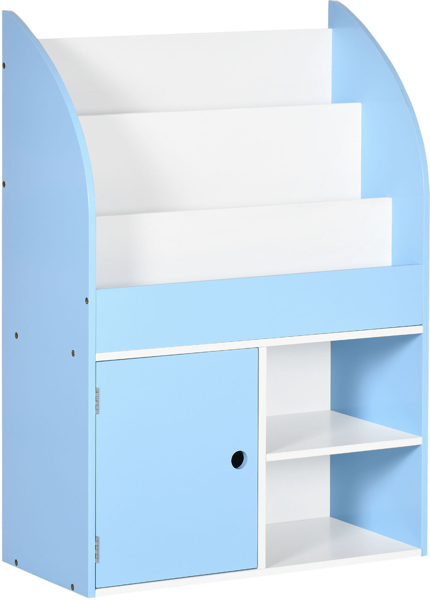 Qaba Toy Storage Organizer Kids Bookshelf Freestanding Children Bookcase Cabinet Toys Clothes Books Blue   Aosom.com