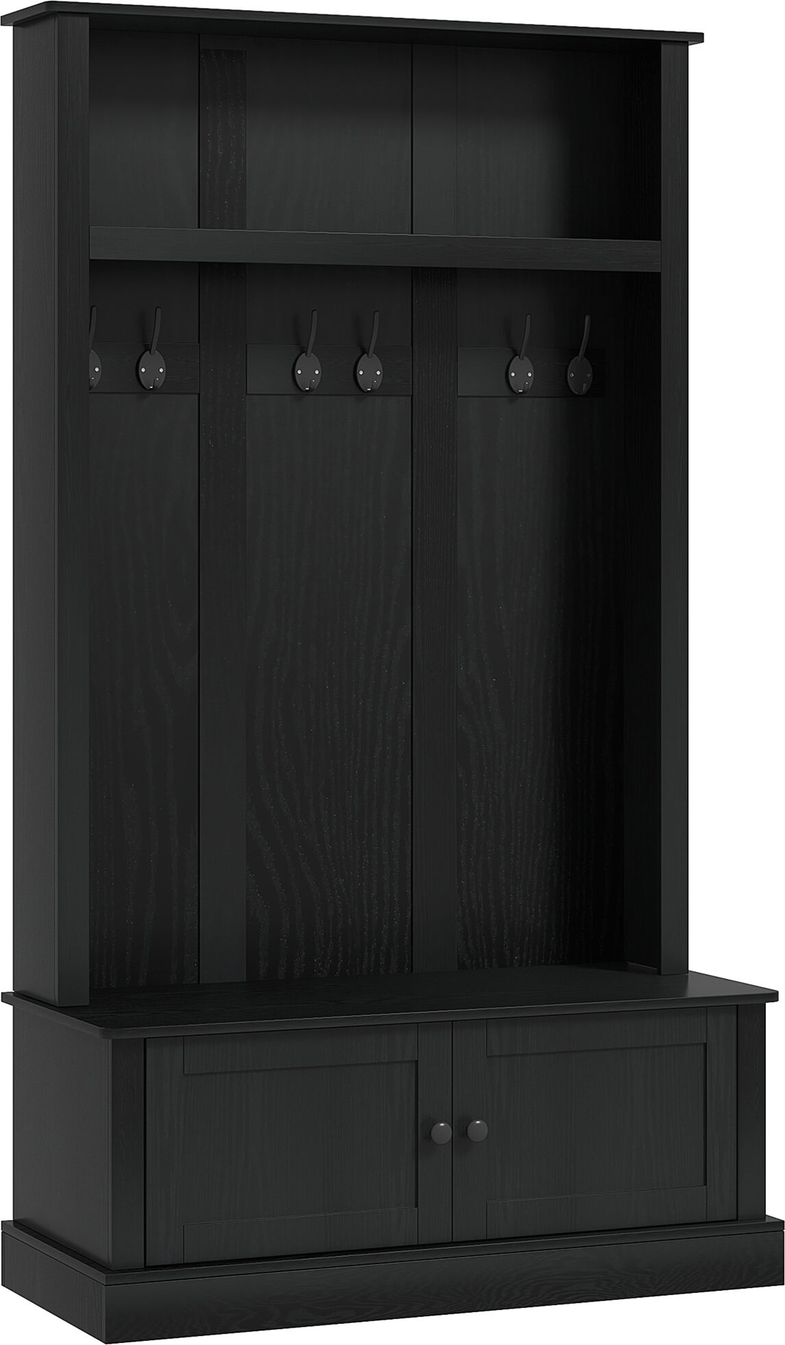 HOMCOM Hall Tree Entryway Bench Coat Rack Shoe Cabinet Wooden Coat Rack Bench Living Room Home Black   Aosom.com