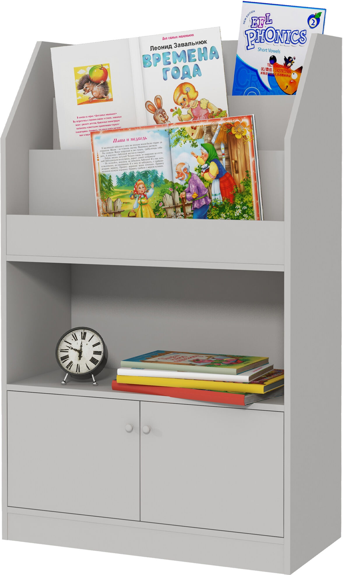 Qaba Toy Storage Cabinet & Kids Bookshelf - Multi-Use Gray Bookcase for Playroom, Nursery & Bedroom Decor   Aosom.com