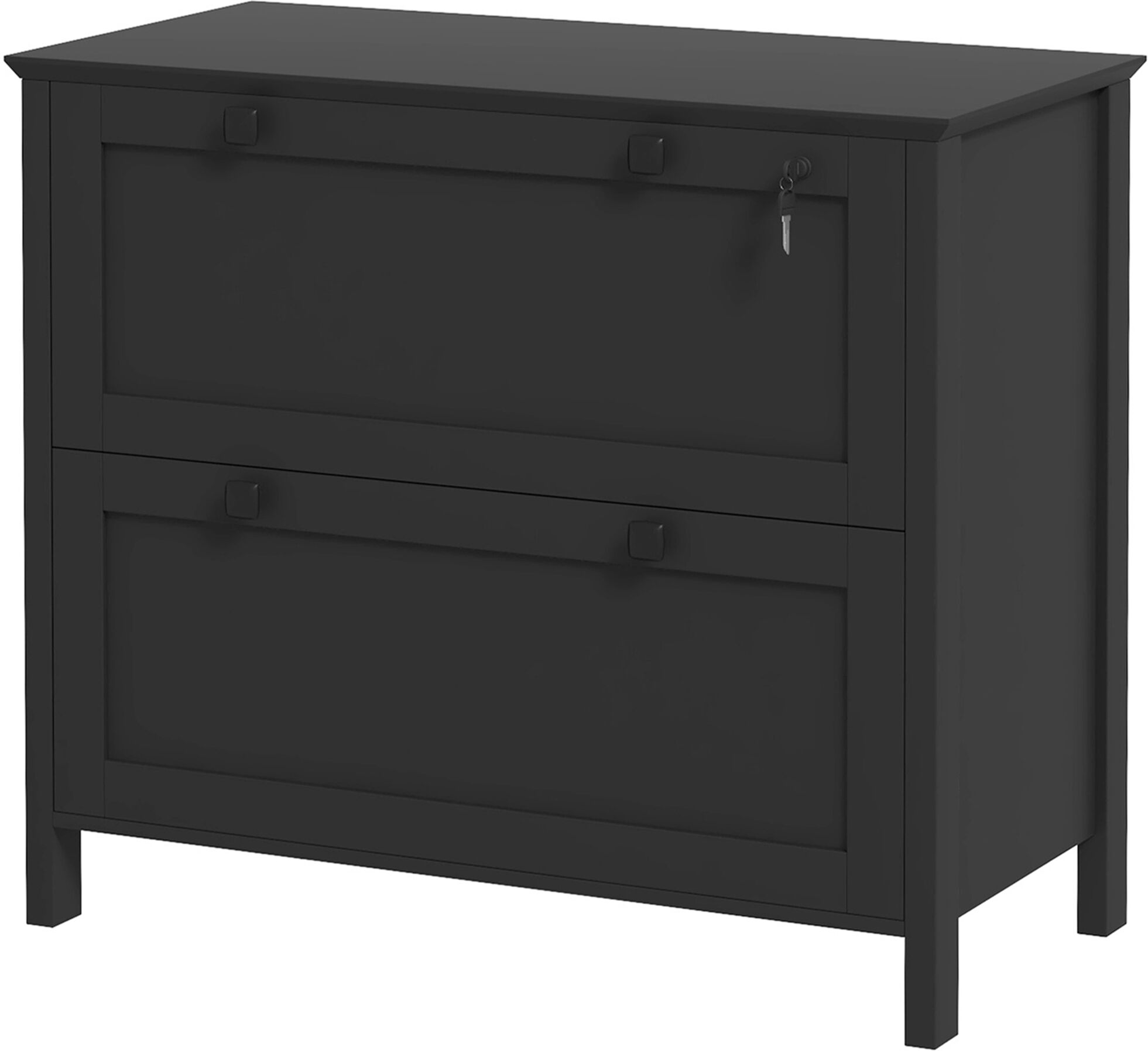 HOMCOM Lateral File Cabinet, 2 Drawer Filing Cabinet with Adjustable Hanging Bar for Letter, A4 and Legal Size, Black