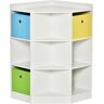 HOMCOM Kids Wardrobe White Wooden Corner Storage with Drawer Clothes & Books Organizer 9-Cubby Display Shelf for Bedroom   Aosom.com