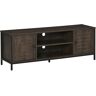 HOMCOM TV Stand for TVs up to 60", Industrial Entertainment Center Cabinet with Storage Shelves for Living Room or Bedroom, Dark Walnut