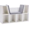 HOMCOM 6-Cubby Kids Wooden Bookshelves with Seat Cushion Toddler Storage Cabinet Shelf Playroom Bedroom White   Aosom.com