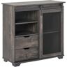 HOMCOM Industrial Sideboard, Freestanding Coffee Bar Cabinet, Buffet Cabinet with 2 Drawers, 2 Shelves & Metal Mesh Door, Dark Brown/Black