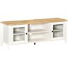 HOMCOM Modern TV Stand, Entertainment Center with Shelves and Cabinets for Flatscreen TVs up to 60" for Bedroom, Living Room, White