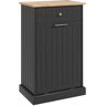 HOMCOM Kitchen Trash Bin Cabinet, Free Standing Recycling Cabinet Trash Can Holder With Drawer, Black