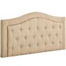 HOMCOM Button Tufted Upholstered Headboard Bedhead Board for 58.25'' Bed Home Bedroom Decor Beige   Aosom.com