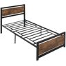 HOMCOM Single Size Metal Bed Frame with Headboard & Footboard, Strong Slat Support Solid Bedstead Base w/ Underbed Storage Space