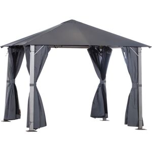 Outsunny 10 x 10 Outdoor Patio Gazebo Soft Top Canopy Tent with Zippered Mesh Sidewalls and Privacy Curtains Dark Grey   Aosom.com