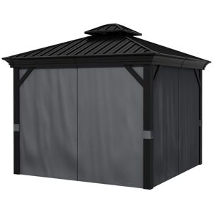 Outsunny 10x12 ft Hardtop Gazebo Pavilion Double Roof Aluminum Frame Sidewalls Dark Gray   Aosom.com