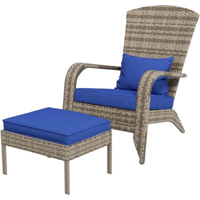 Outsunny Wicker Adirondack Chair with Ottoman: Comfortable Outdoor Seating with Removable Cushions, Blue Aosom.com Outsunny Wicker Adirondack Chair with Ottoman: Comfortable Outdoor Seating with Removable Cushions, Blue Aosom.com