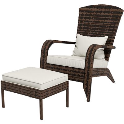 Outsunny Patio Wicker Adirondack Chair with Ottoman, Cream White Cushions, High-Back & Large Seat, Outdoor Fire Pit Chair, Deck, Garden, Backyard Aosom.com Outsunny Patio Wicker Adirondack Chair with Ottoman, Cream White Cushions, High-Back & Large Seat, Outdoor Fire Pit Chair, Deck, Garden, Backyard Aosom.com