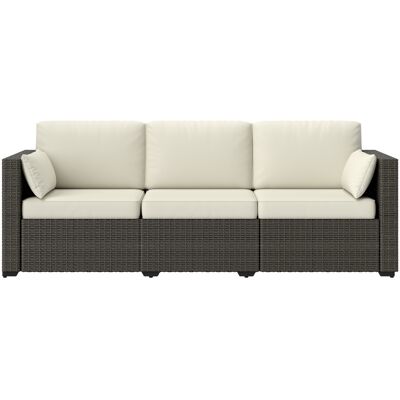 Outsunny Outdoor Patio Couch PE Wicker 3-Seater Sofa with Removable Cushions, Cream White Aosom.com Outsunny Outdoor Patio Couch PE Wicker 3-Seater Sofa with Removable Cushions, Cream White Aosom.com