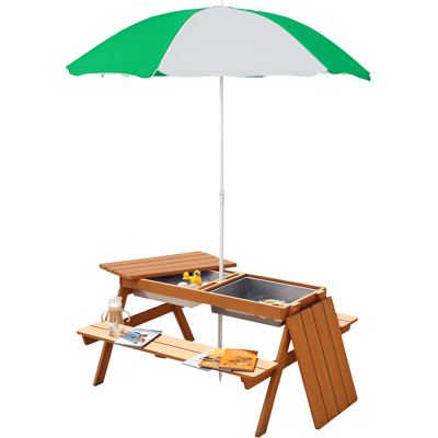 Outsunny Wooden Kids Picnic Table with Sandbox, Adjustable Umbrella, and Removable Parasol, Outdoor Set for Garden and Patio Aosom.com Outsunny Wooden Kids Picnic Table with Sandbox, Adjustable Umbrella, and Removable Parasol, Outdoor Set for Garden and Patio Aosom.com