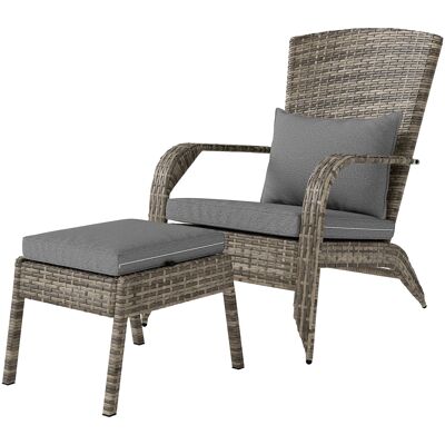 Outsunny Resin Adirondack Lounger with Ottoman: Comfort Design, Detachable Cushions, & Broad Armrests for Outdoor Relaxation Aosom.com Outsunny Resin Adirondack Lounger with Ottoman: Comfort Design, Detachable Cushions, & Broad Armrests for Outdoor Relaxation Aosom.com