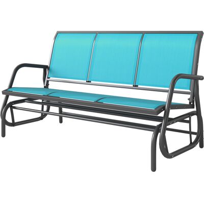 Outsunny 3-Person Glider Bench, with Breathable Mesh Fabric, Smooth Motion, Support Up to 528 lbs., Sturdy Frame for Patio, Garden, Blue Aosom.com Outsunny 3-Person Glider Bench, with Breathable Mesh Fabric, Smooth Motion, Support Up to 528 lbs., Sturdy Frame for Patio, Garden, Blue Aosom.com