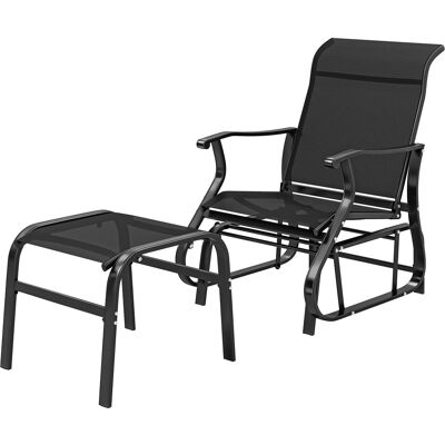 Outsunny Outdoor Glider with Ottoman, Patio Glider Chair Set with High Back, Wide Seat for Porch, Garden, Backyard, Black Outsunny Outdoor Glider with Ottoman, Patio Glider Chair Set with High Back, Wide Seat for Porch, Garden, Backyard, Black