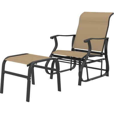 Outsunny Outdoor Glider with Ottoman, Patio Glider Chair Set with High Back, Wide Seat for Porch, Garden, Backyard, Tan Outsunny Outdoor Glider with Ottoman, Patio Glider Chair Set with High Back, Wide Seat for Porch, Garden, Backyard, Tan