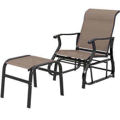 Outsunny Outdoor Glider with Ottoman, Patio Glider Chair Set with High Back, Wide Seat for Porch, Garden, Backyard, Brown Outsunny Outdoor Glider with Ottoman, Patio Glider Chair Set with High Back, Wide Seat for Porch, Garden, Backyard, Brown