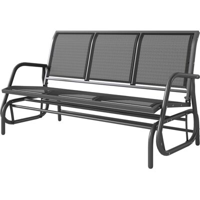 Outsunny 3-Person Outdoor Patio Glider Bench, Porch Glider Swing with 3 Seats, Breathable Mesh Fabric, Metal Frame, Black Outsunny 3-Person Outdoor Patio Glider Bench, Porch Glider Swing with 3 Seats, Breathable Mesh Fabric, Metal Frame, Black