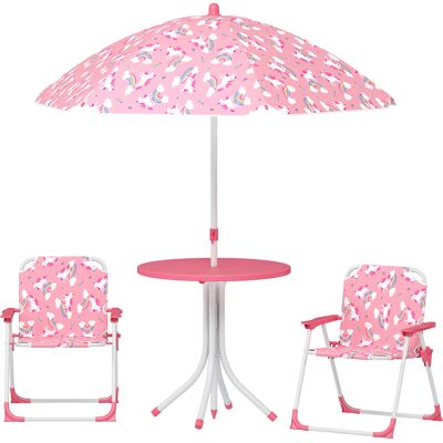 Qaba Kids Picnic Table, Kids Table and Chair Set with 2 Folding Chairs and Umbrella for Backyard, Garden, Patio, Green Qaba Kids Picnic Table, Kids Table and Chair Set with 2 Folding Chairs and Umbrella for Backyard, Garden, Patio, Green