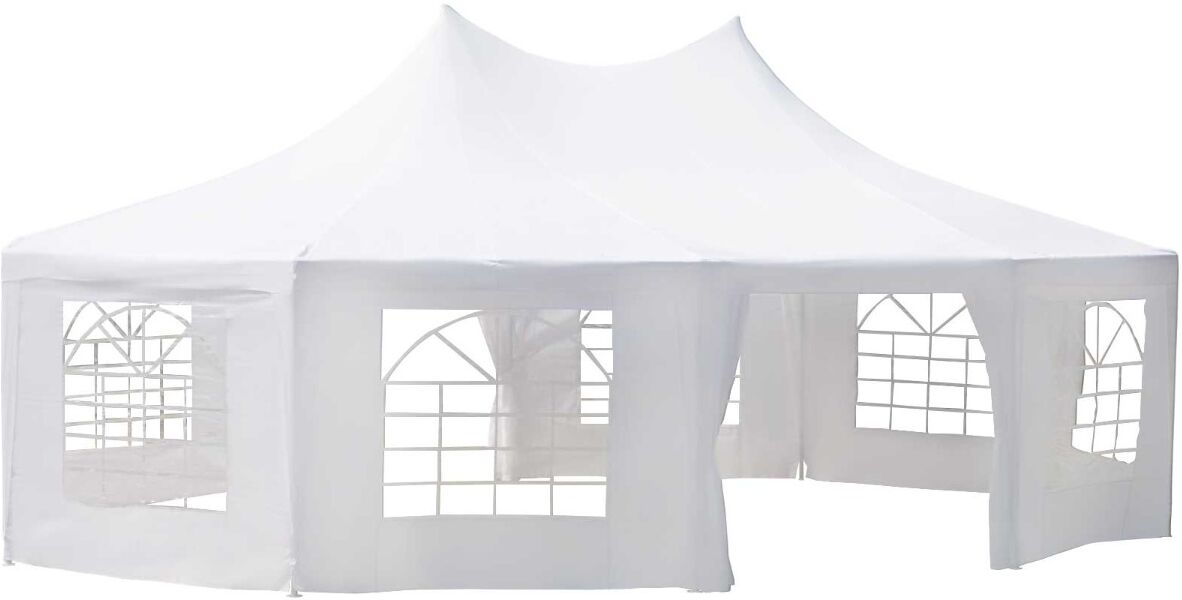 Outsunny 29’x20’ Large 10-Wall Outdoor Gazebo Tent, White - Open Floor, Weather-Protected Event Wedding Canopy   Aosom.com