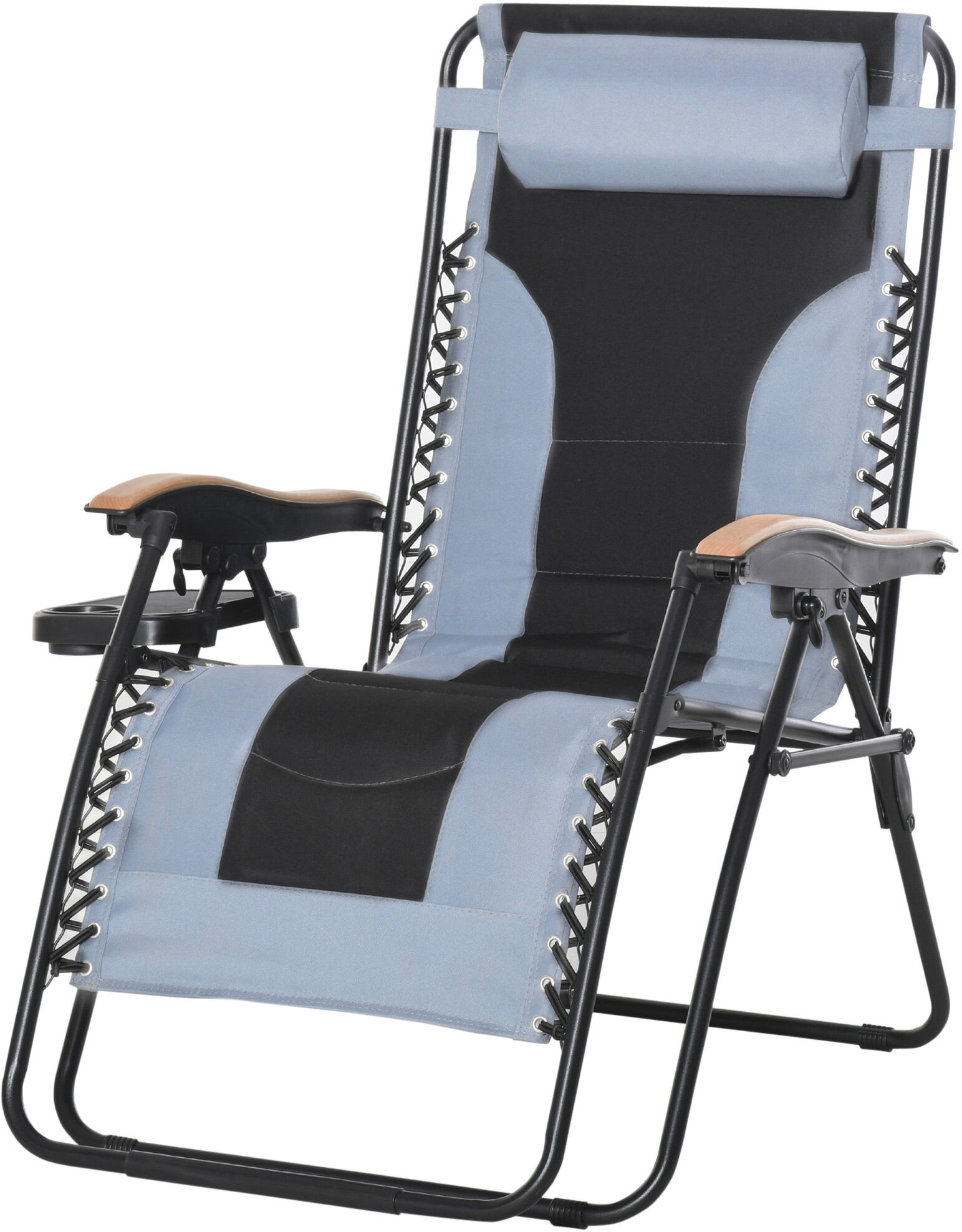 Outsunny Zero Gravity Chair Adjustable Recliner with Cup Holder & Headrest for Patio Grey Black   Aosom.com