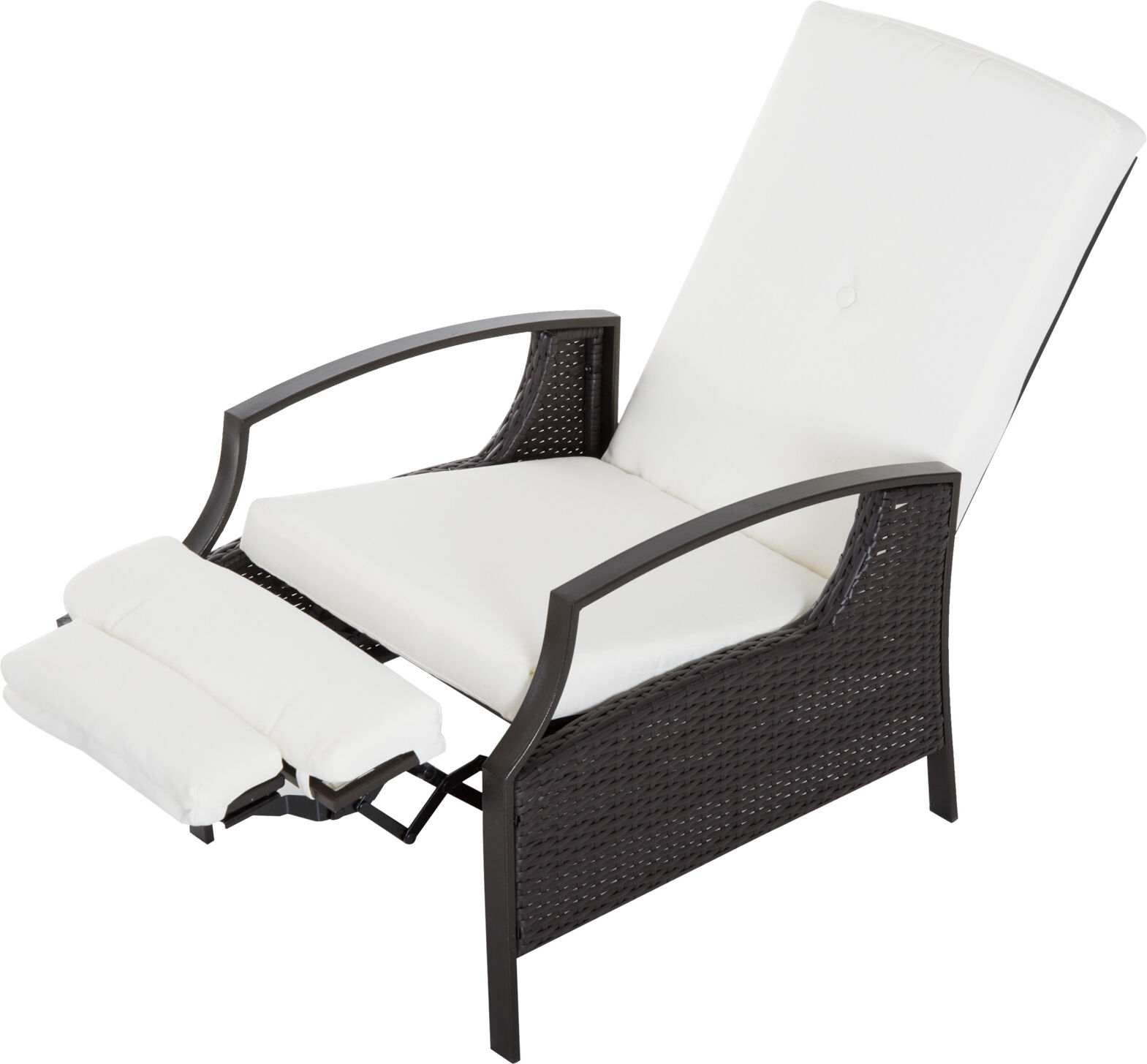 Outsunny Rattan Adjustable Recliner Chair with Hand-Woven All-Weather Wicker for Patio, Outdoor, Garden, Poolside, White