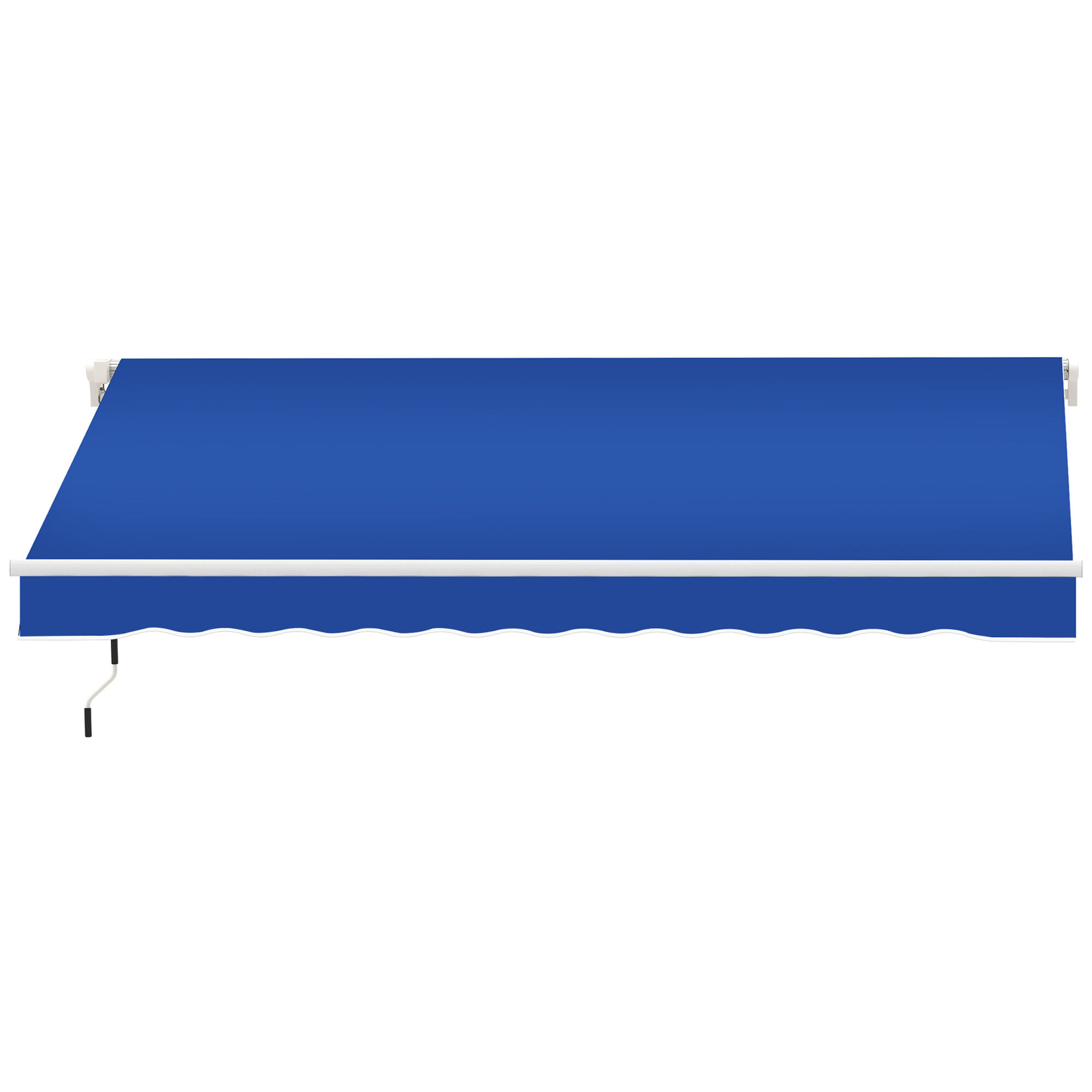 Outsunny Patio Awning 8x7 Blue Manual Retractable Sun Shade for Deck Window Outdoor Cover   Aosom.com