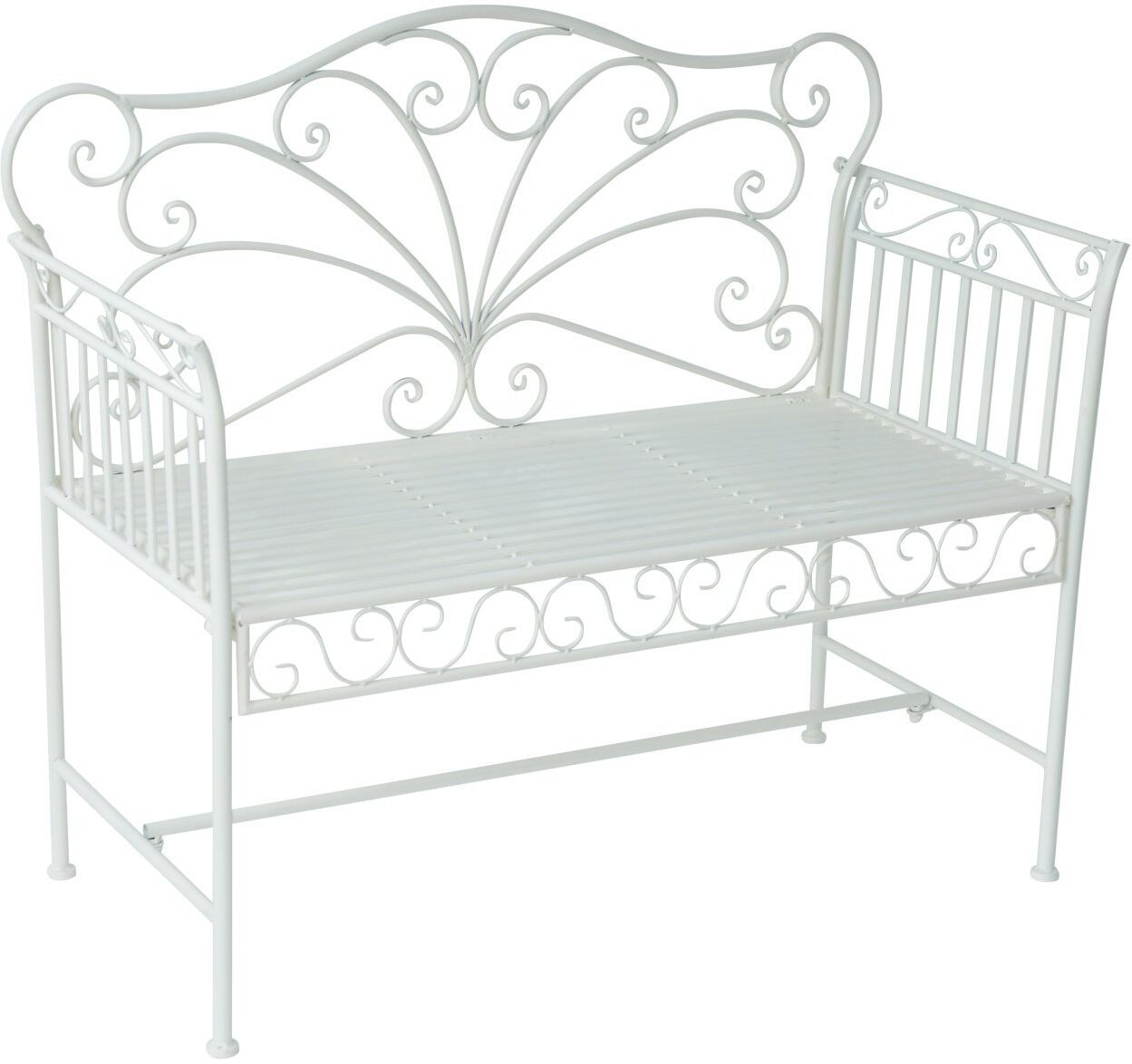 Outsunny 45" Patio Garden Bench, Cast Iron Antique Porch Benches for Outside, Cream White