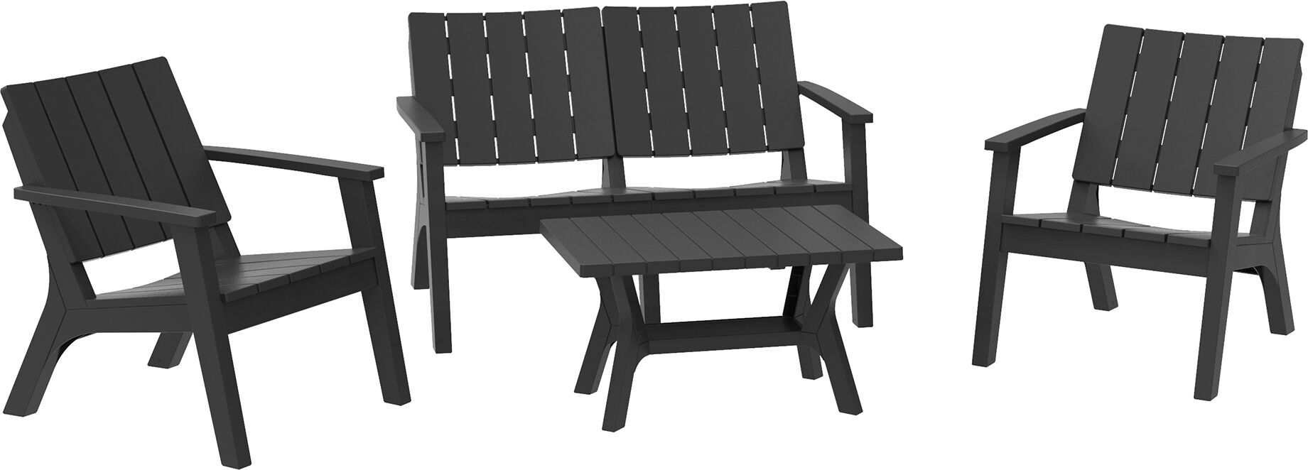 Outsunny 4 Piece Garden Furniture Set Patio Conversation Set 2-Seater Sofa 2 Single Chair Coffee Table with Storage Shelf for Lawn Backyard Poolside