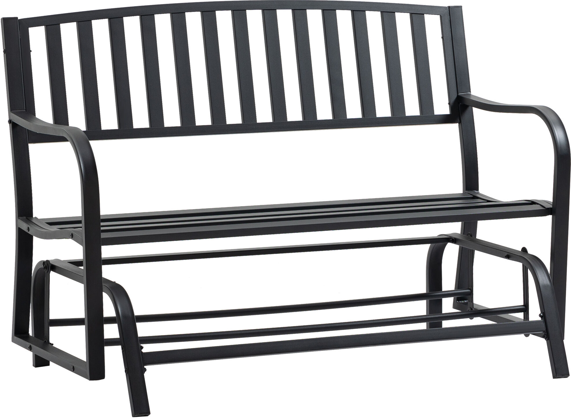 Outsunny Patio Glider Bench, Outdoor Swing Loveseat, Powder-Coated Steel Frame, Rocking Chair for Garden, Black