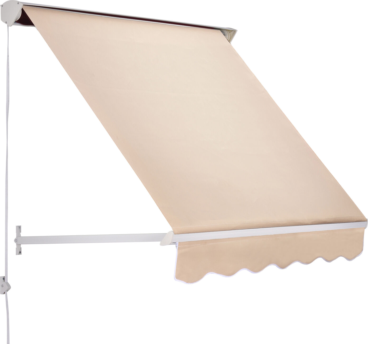 Outsunny 6' Drop Arm Manual Retractable Patio Sun Window Awning with UV & Sun Protection & Included Hardware  Cream