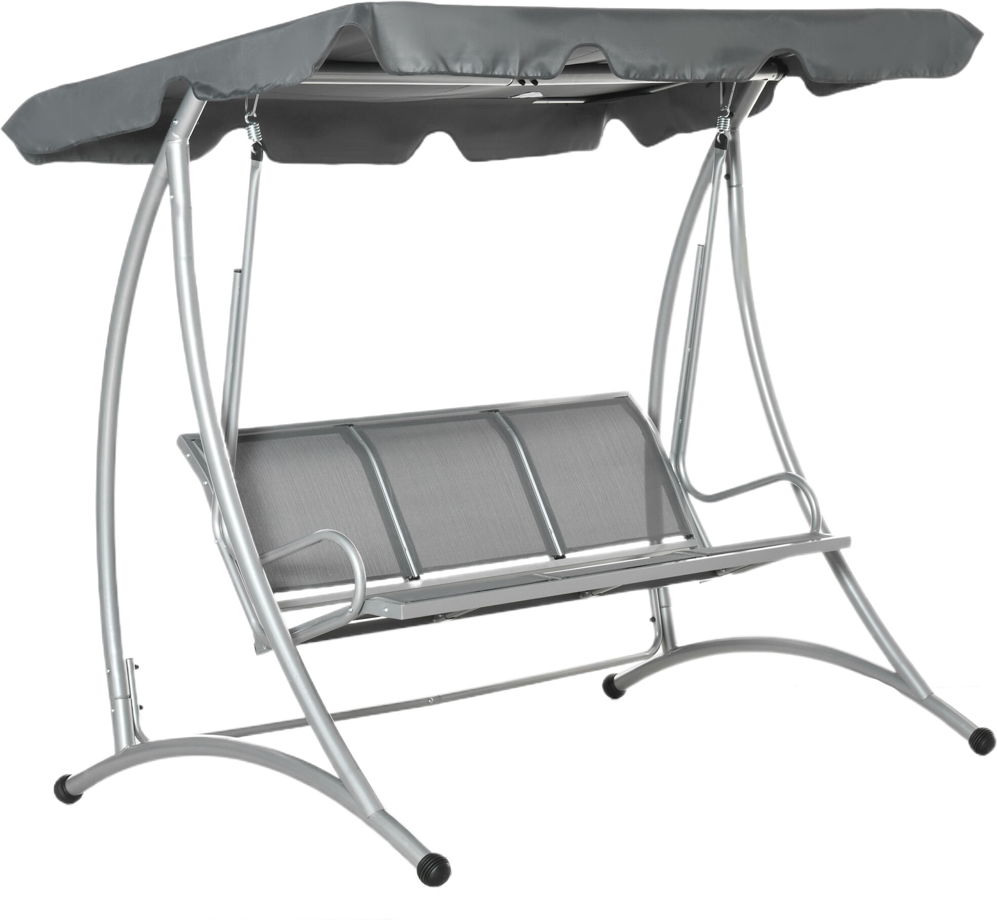 Outsunny 3 Person Outdoor Swing Chair Bench Grey Patio Swing with Stand and Adjustable Canopy for Garden Poolside   Aosom.com