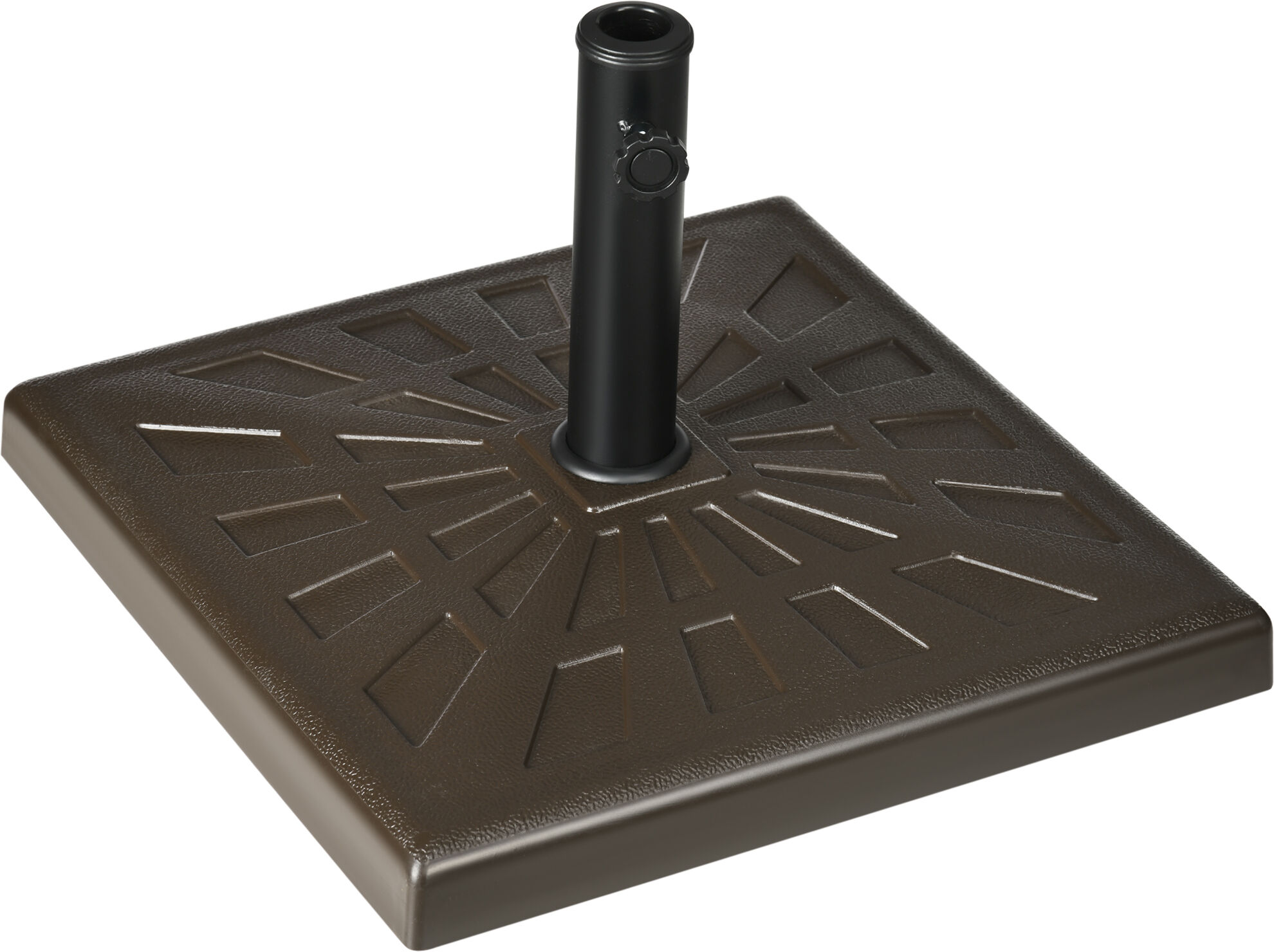 Outsunny 42lbs Resin Patio Umbrella Base, 20" Square Outdoor Umbrella Stand Holder for Poles of Φ1.26", Φ1.5", and Φ1.9", Brown