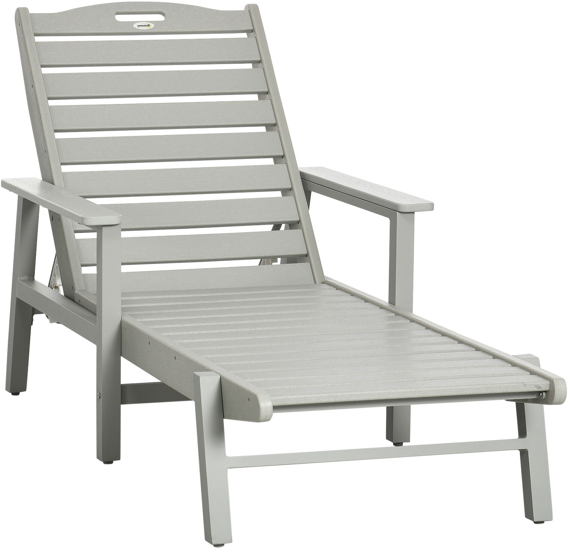 Outsunny Aluminum Outdoor Lounge Chair with Adjustable Backrest and Slatted HDPE Seat for Tanning   Aosom.com