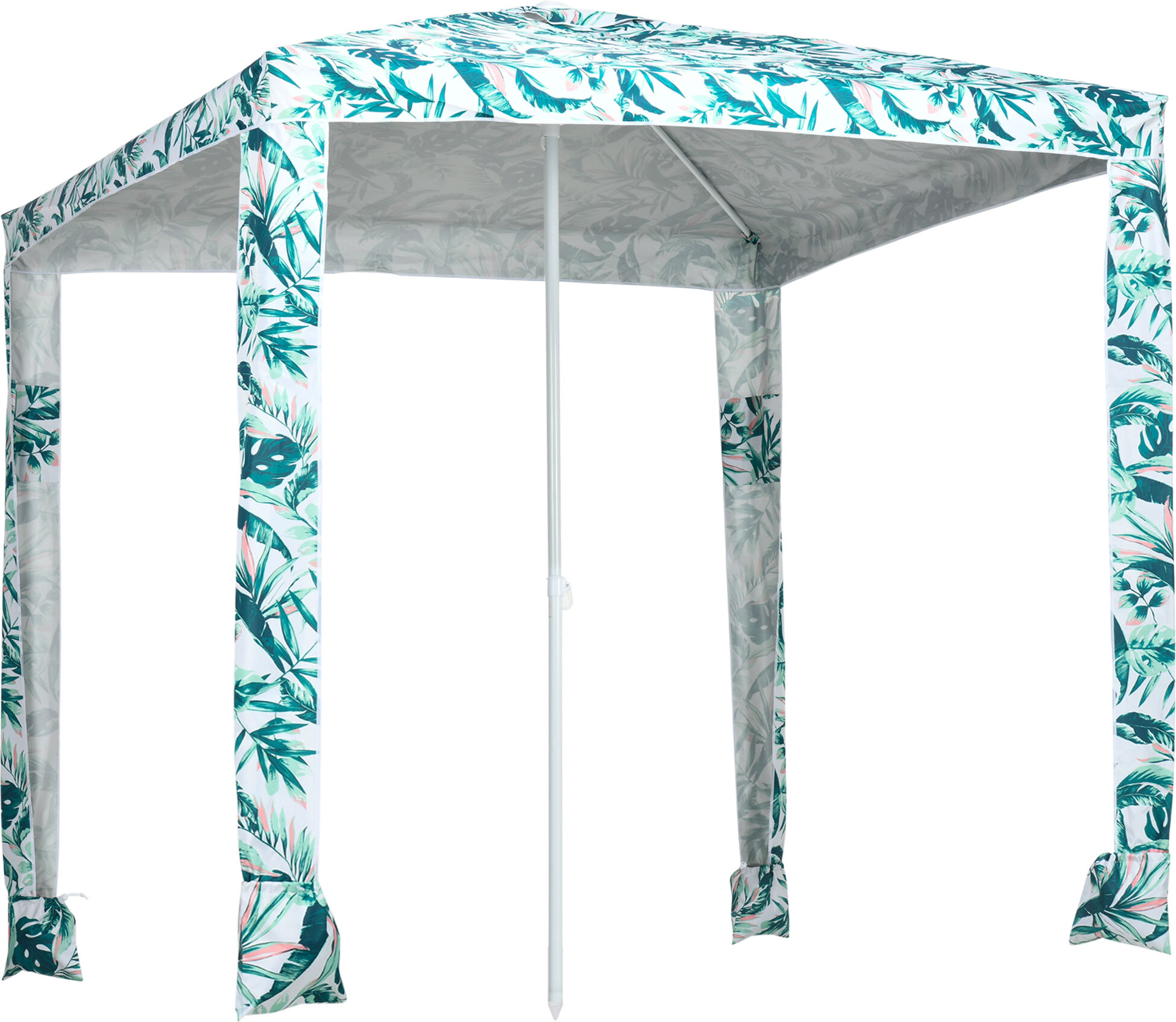 Outsunny Quick Beach Cabana Canopy Umbrella, 6.5' Easy-Assembly Sun-Shade Shelter with Sandbags and Carry Bag, Cool UV50+ Fits Kids & Family