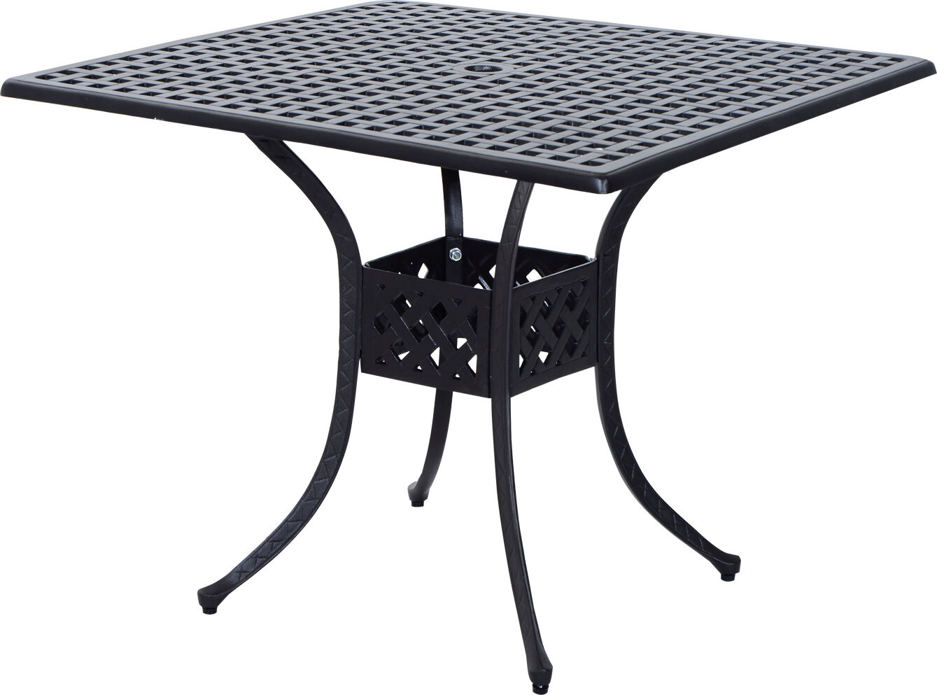 Outsunny Square Metal Patio Bistro Table 36x36 with Umbrella Hole Cast Iron Design for Outdoor Dining   Aosom.com