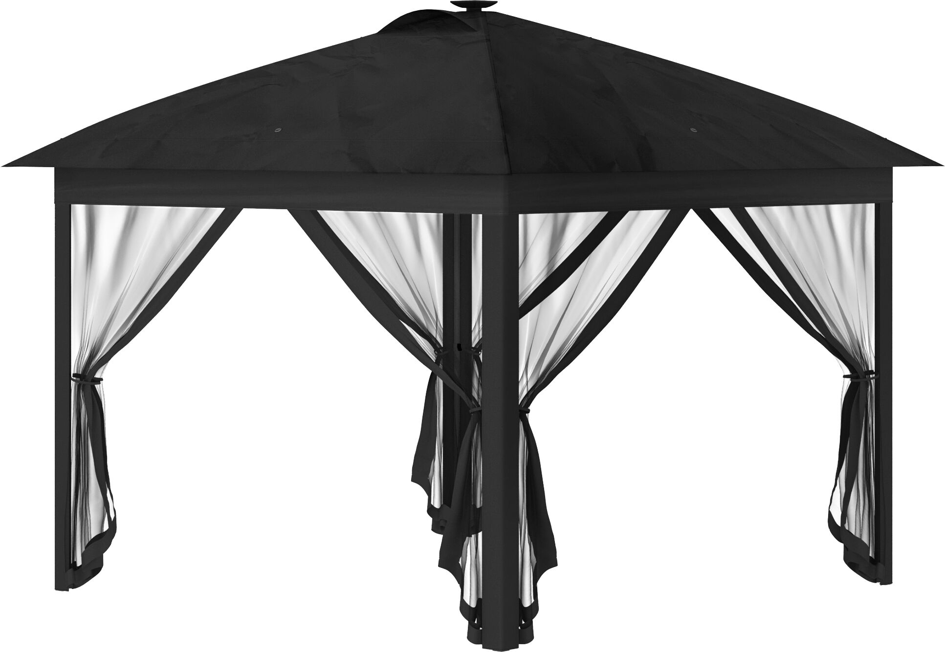 Outsunny Pop Up Canopy 11x11 Foldable Tent Solar LED Light Remote Adjustable Height Black Backyard Garden Patio   Aosom.com