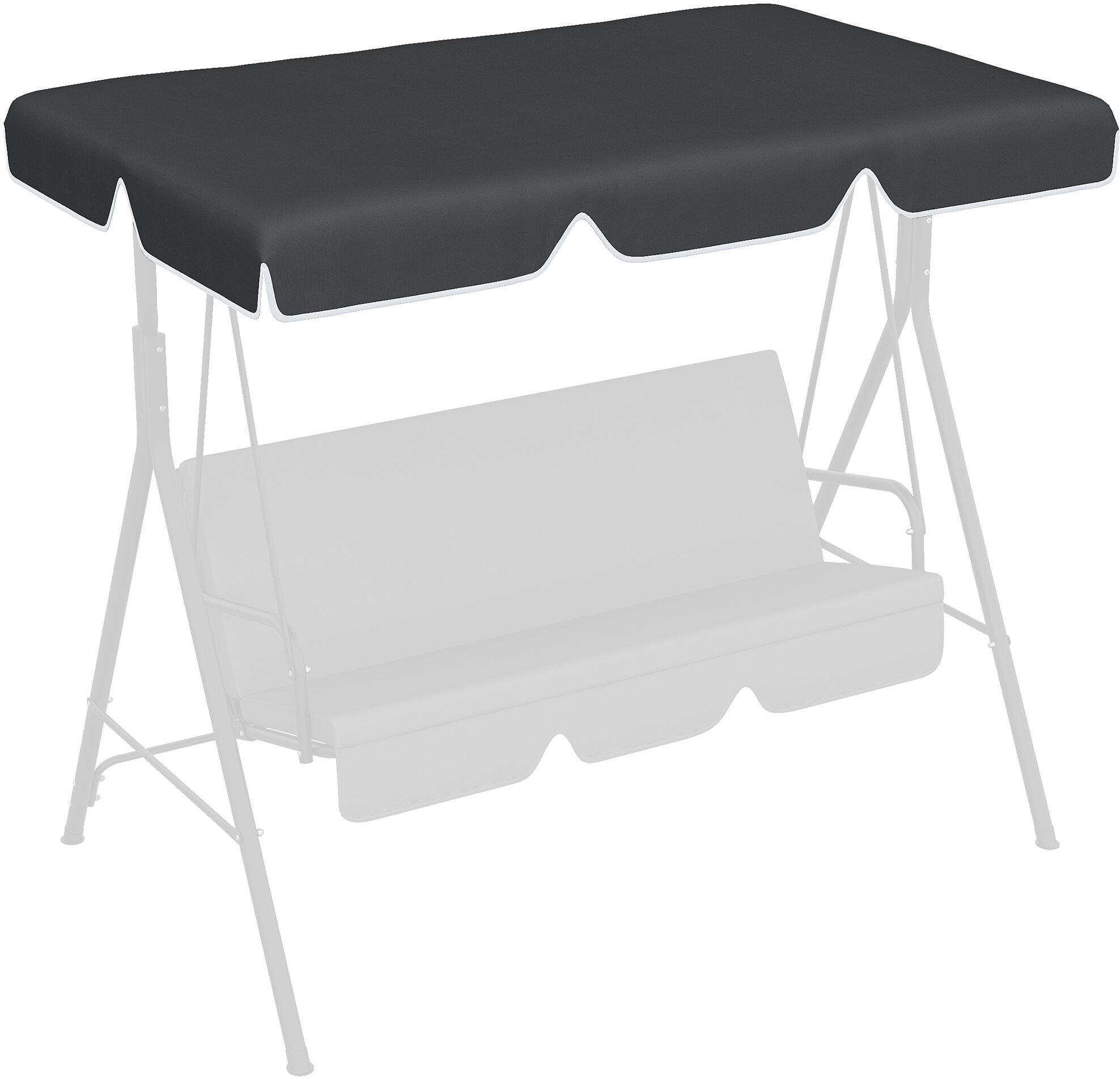 Outsunny Swing Canopy Replacement 2 Seater with Tubular Framework Outdoor Seat Top Cover UV50+ Sun Shade Black   Aosom.com