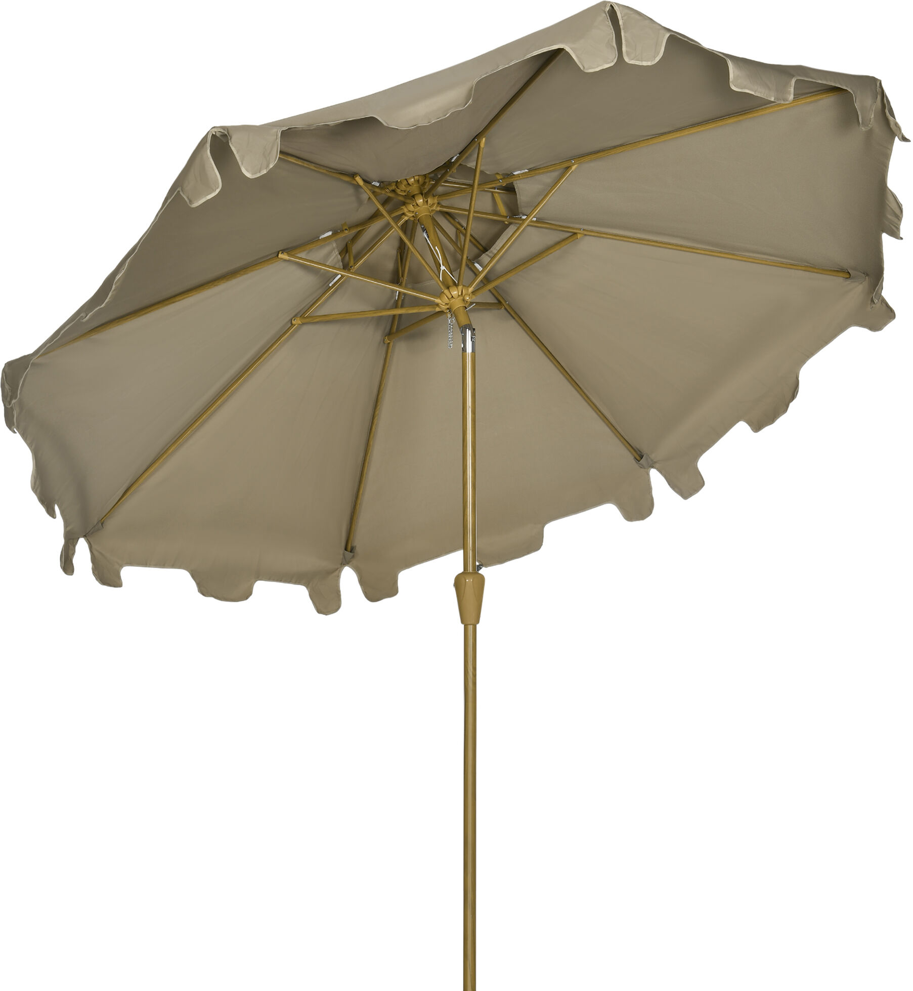 Outsunny 9' Patio Umbrella with Push Button Tilt and Crank, Double Top Ruffled Outdoor Market Table Umbrella with 8 Ribs, for Garden