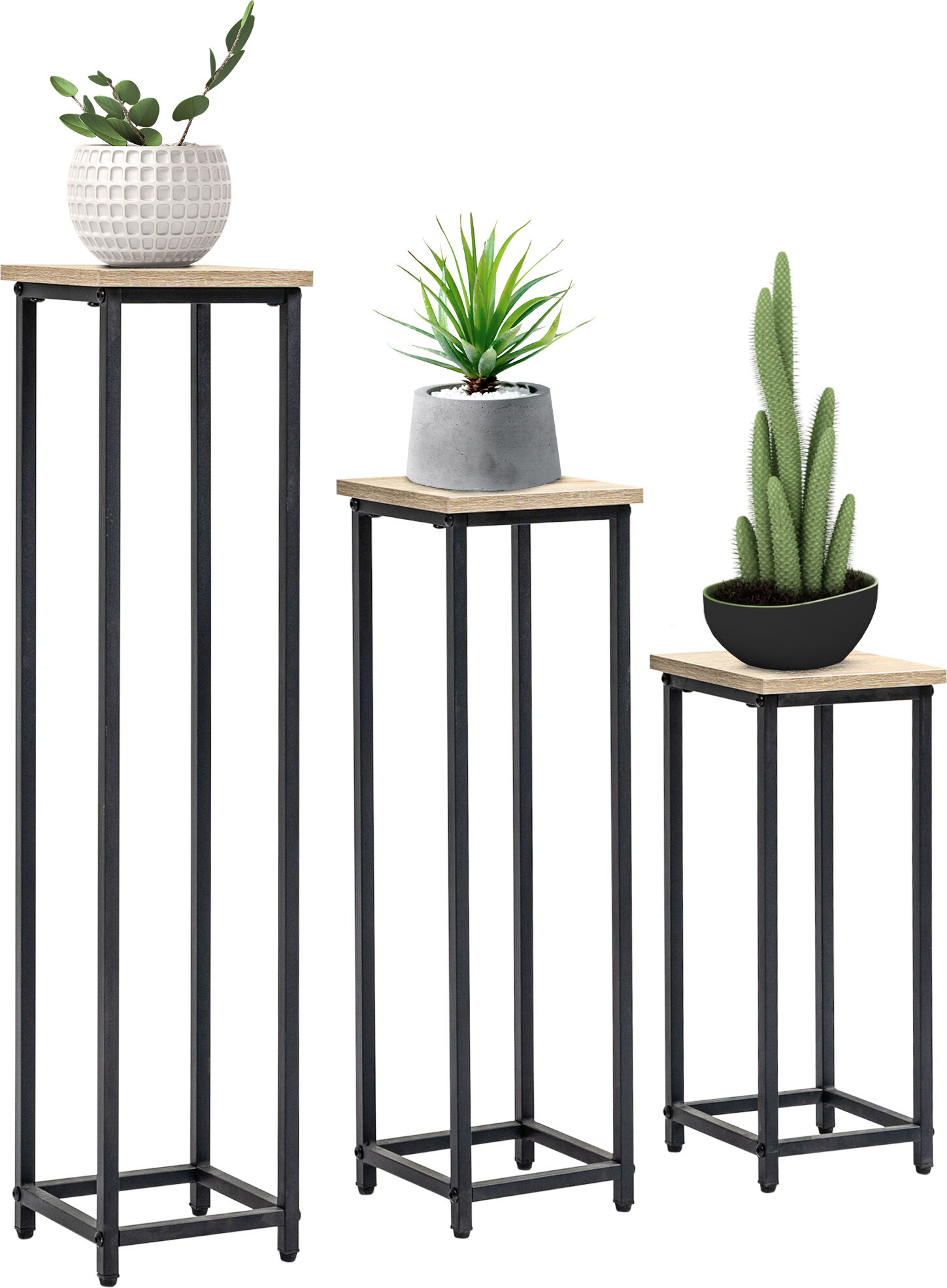 Outsunny Set of 3 Outdoor Plant Stand, Display End Table, Plant Shelf Corner Planter Pot Rack for Indoor Outdoor Home Patio Garden Decor