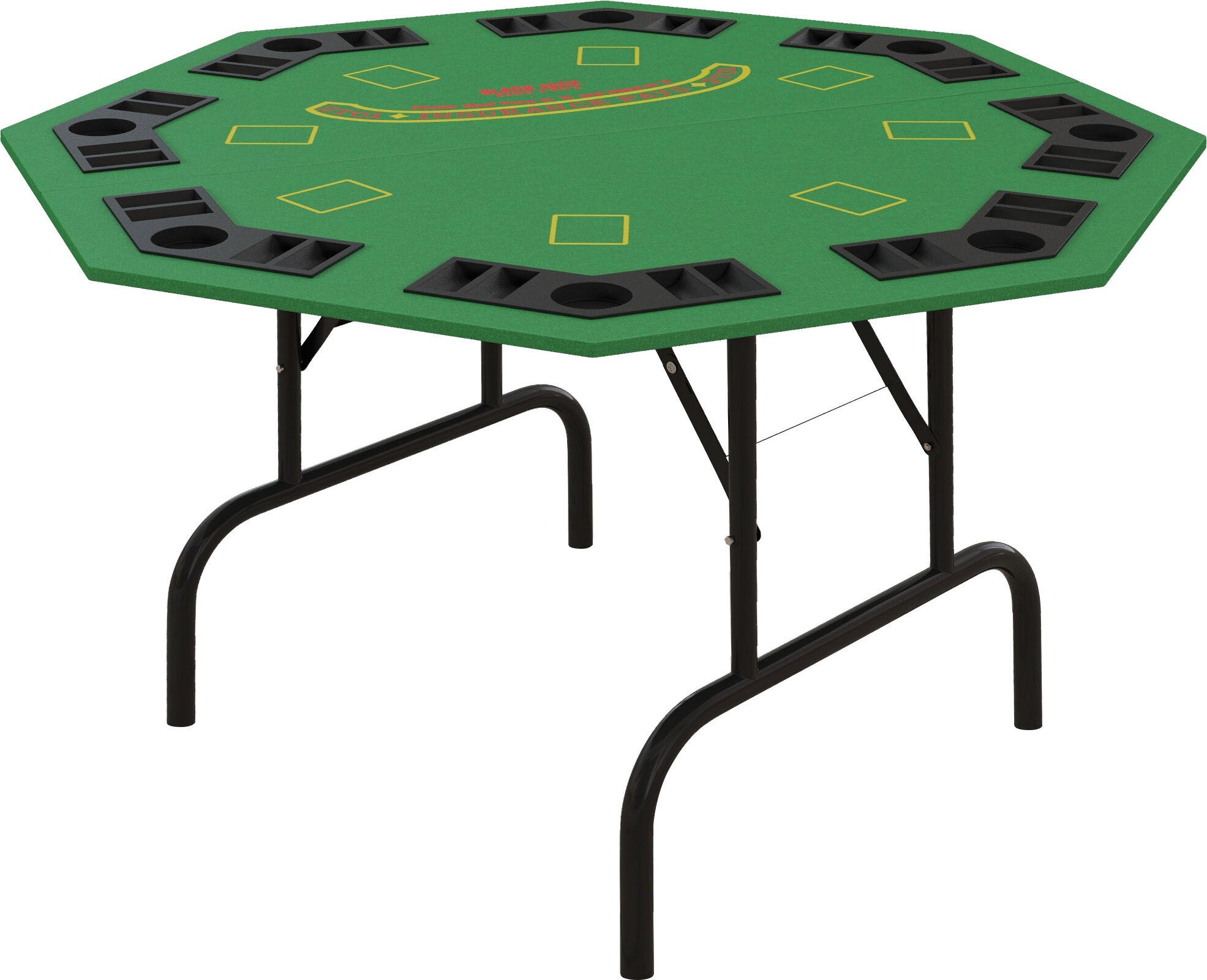 Soozier Foldable Poker Table Blackjack Texas Holdem Poker Game Table with Chips Tray & Cup Holders, 47" Octagon, Green