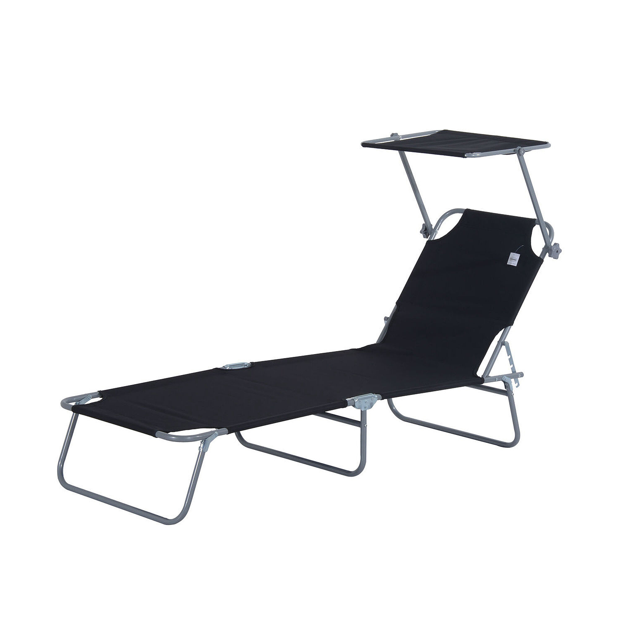 Outsunny Outdoor Pool Chaise Lounge Chair, Folding Tanning Chair with Sun Shade
