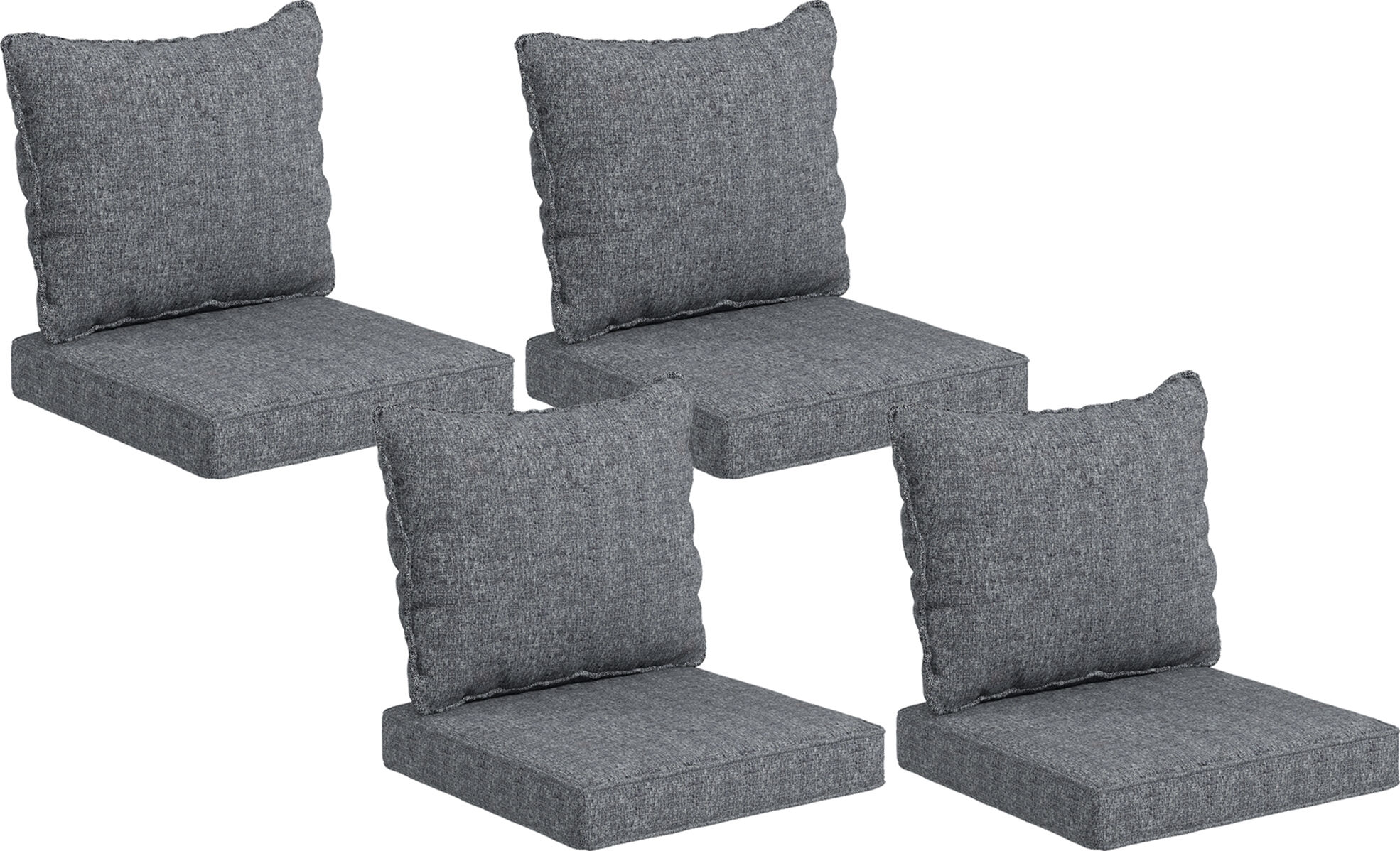 Outsunny 8-Piece Seat Cushion Pillows Replacement, Patio Chair Cushions Set with Back for Indoor Outdoor, Gray